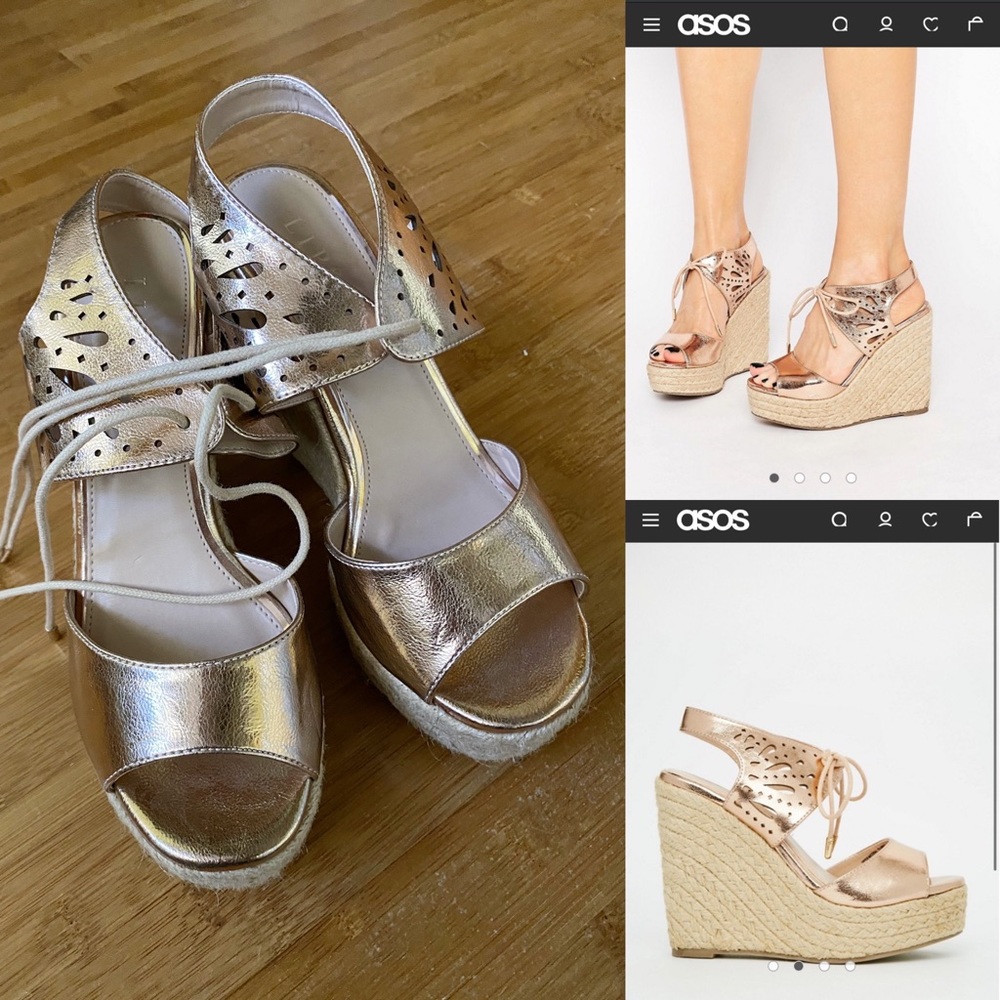 ASOS Lipsy rose gold wedges 7